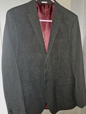 Boys Joseph Abboud Blazer Charcoal Gray Blazer with Burgundy Lining